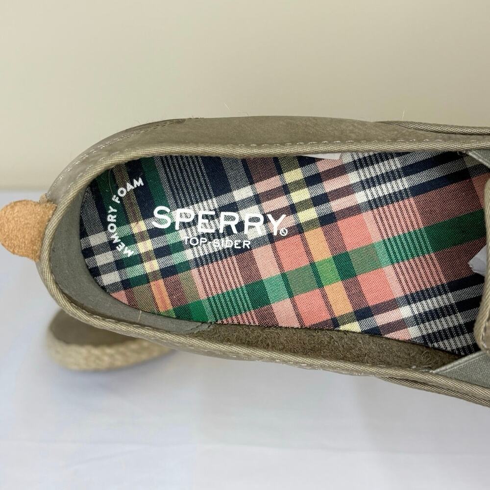 Sperry Sailor Twin Gore Jute Slip-On Shoes Women's 10 Sage Green NEW - Picture 6 of 9